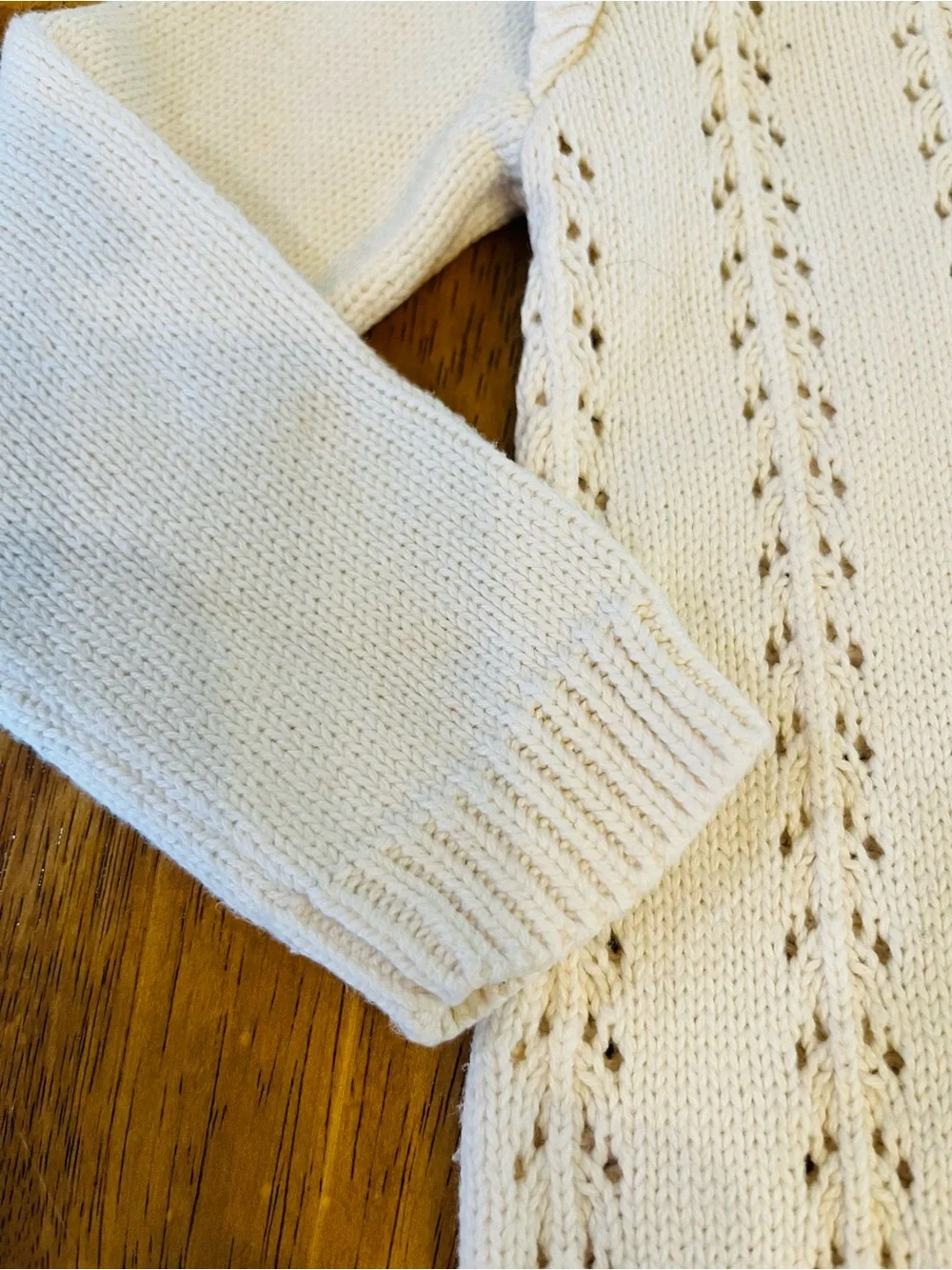 Off White Cotton Sweater Romper Girl's 12-18 Months Vintage Old Navy Ruffle Trim